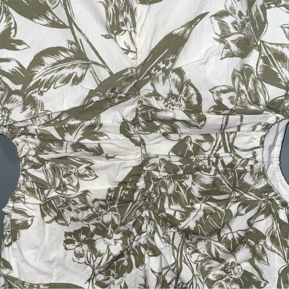 Abercrombie & Fitch Floral Green White A-Line Mini Dress Side Cutouts Small Tall - Picture 7 of 8